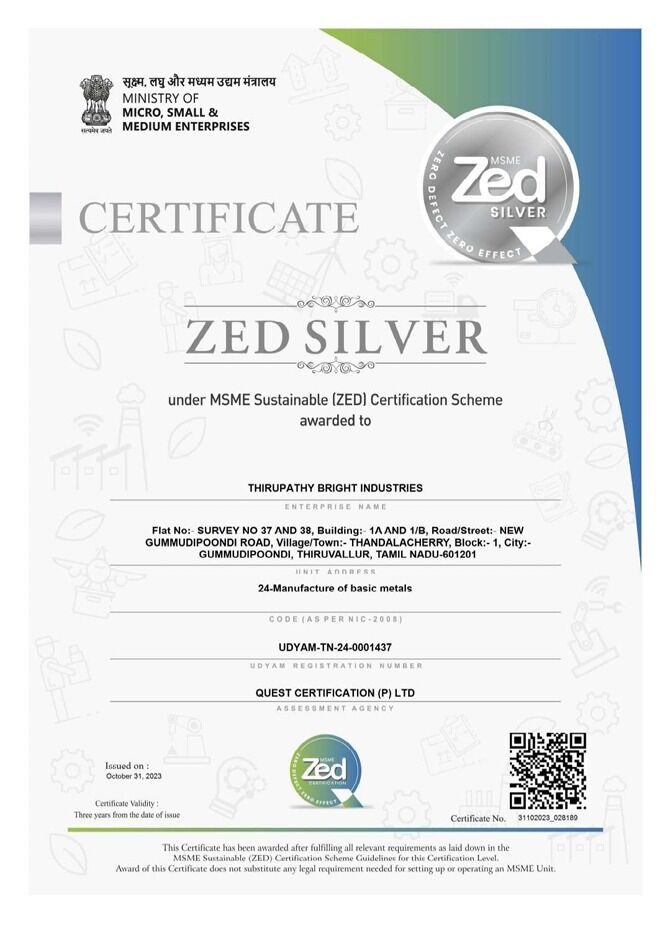 MSME ZED Silver certification